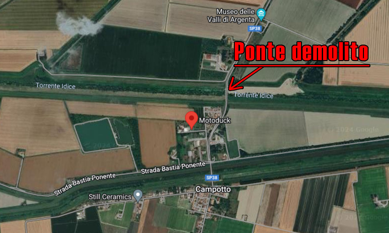 Ponte da Argenta per Campotto chiuso per lavori